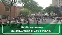 People sitting in chairs enjoying the proposed Haven Ave. plaza